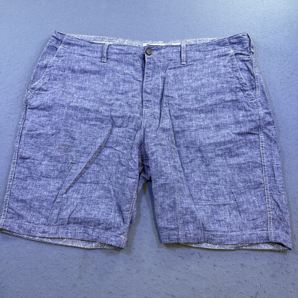 Lucky Brand SHORTS‎ Saturday Stretch Linen Blend Chino Men 38 Blue Drawstring